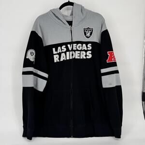 Las Vegas Raiders Hoodie Mens 3XL Black Gray Full Zip NFL Football Sweatshirt